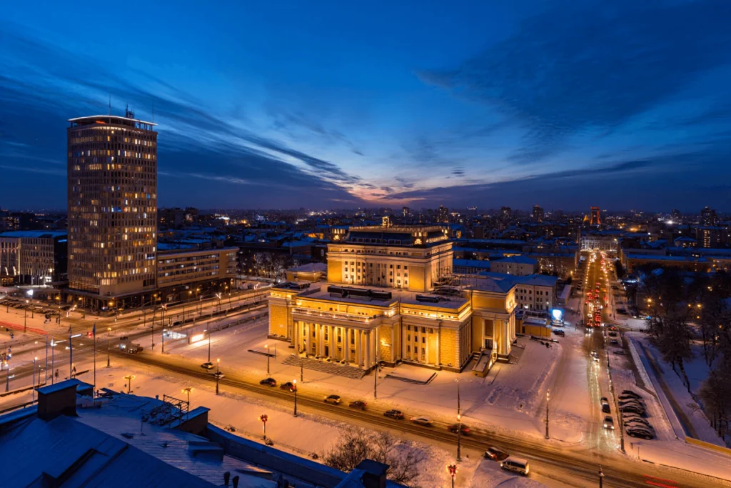 город ночью вид сверху